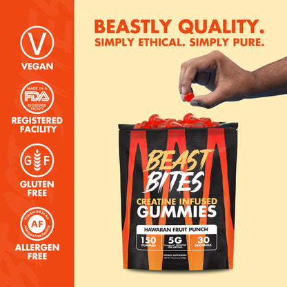 BEAST BITES Creatine Gummies - 5g Creapure, NSF Certified, 30 Servings