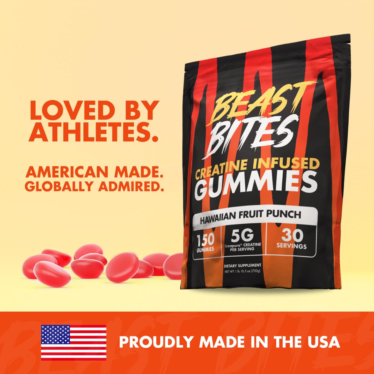 BEAST BITES Creatine Gummies - 5g Creapure, NSF Certified, 30 Servings
