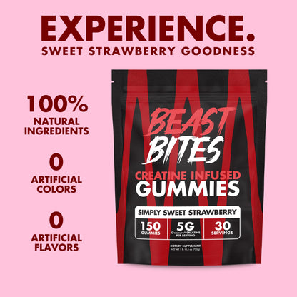 BEAST BITES Creatine Gummies - 5g Creapure Creatine Monohydrate per Serving | NSF Certified for Sport | 30 Servings