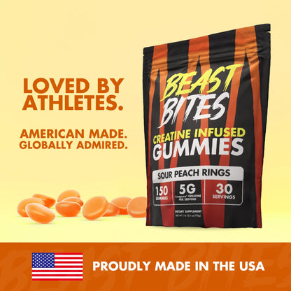 BEAST BITES Creatine Gummies - 5g Creapure Creatine, NSF Certified, 30 Servings