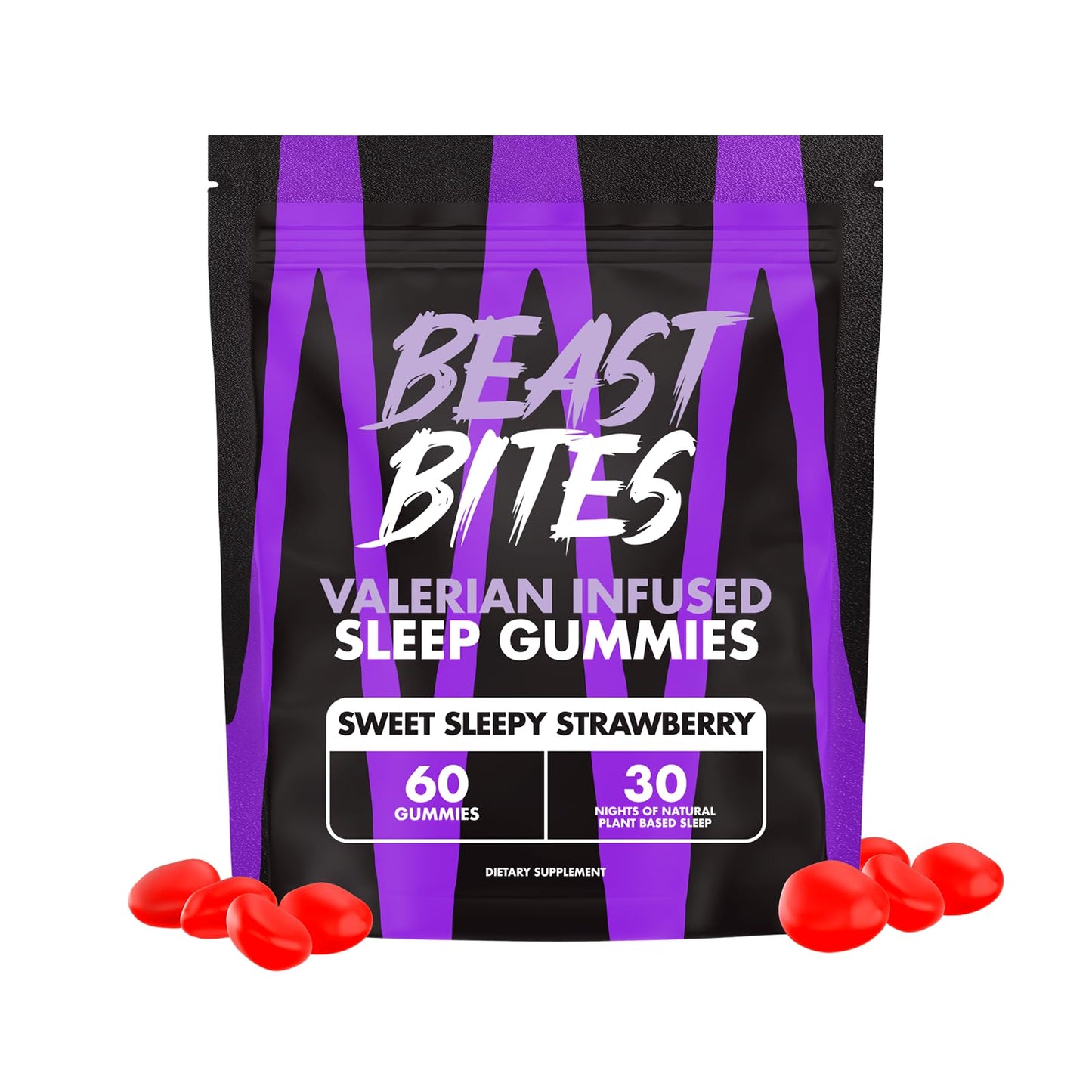 Beast Bites - Valerian Infused Sleep & Nighttime Recovery Gummies - NSF Certified for Sport - 30 Servings