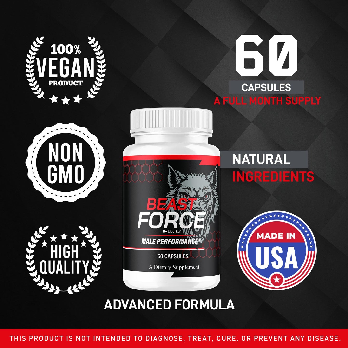 (2 Pack) Beast Force for Men Pills – Official BeastForce Capsules, All-Natural Maximum Strength, 120 Capsules