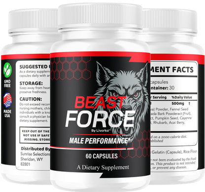 (2 Pack) Beast Force for Men Pills – Official BeastForce Capsules, All-Natural Maximum Strength, 120 Capsules