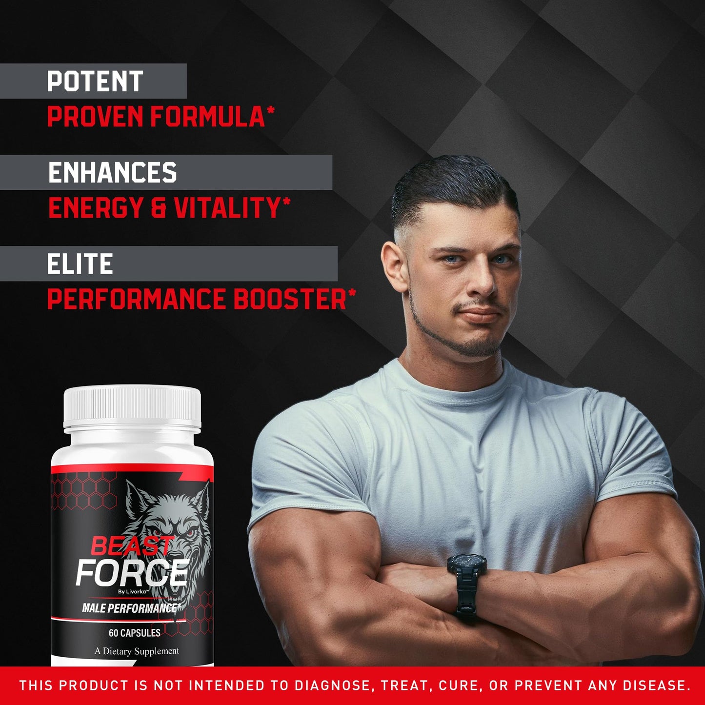 Beast Force for Men Pills – Official BeastForce Capsules | Premium All-Natural, 60 Count