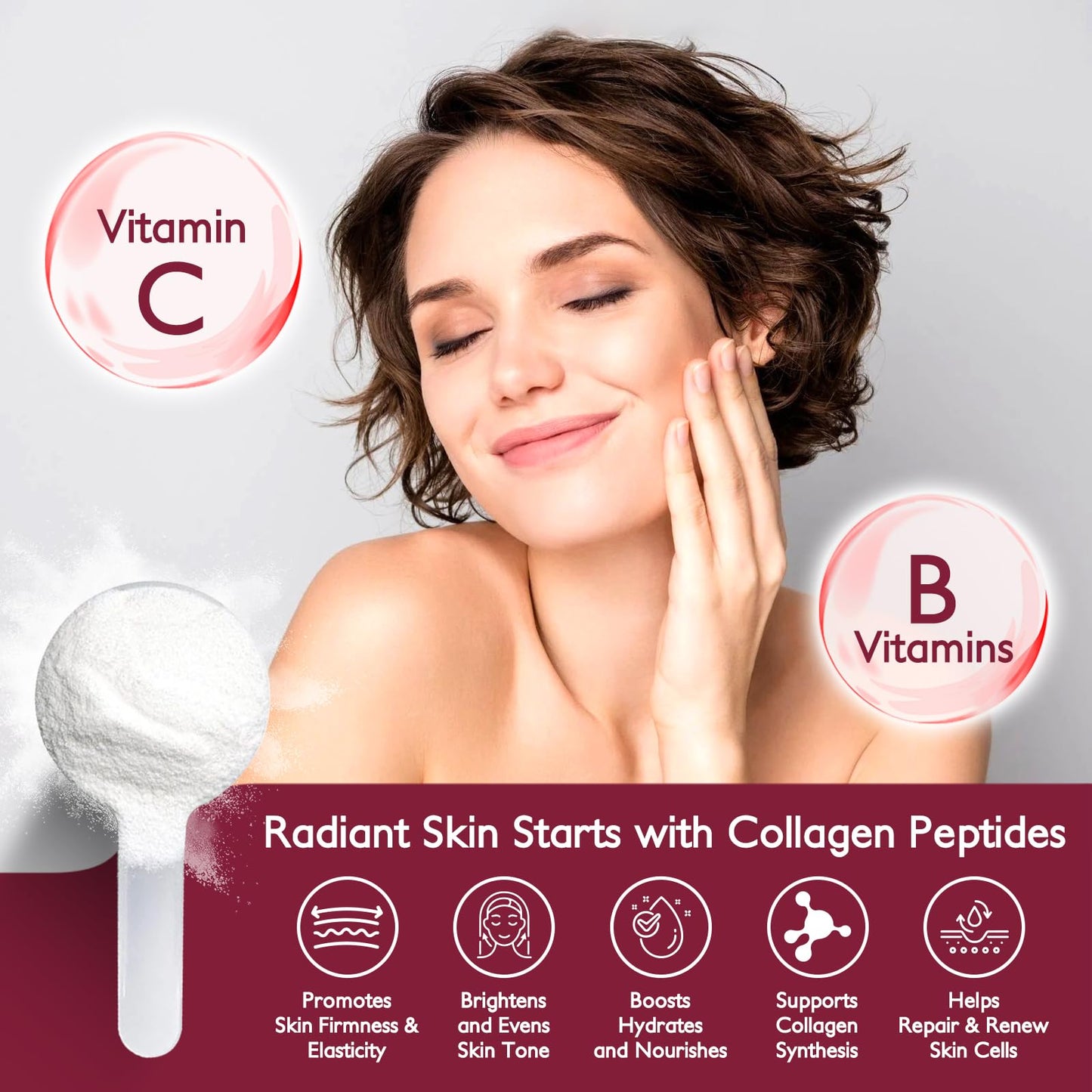 Beautide Multi Collagen Peptides Powder for Women - Unflavored, Keto & Sugar-Free, 35 Servings