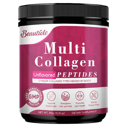 Beautide Multi Collagen Peptides Powder for Women - Unflavored, Keto & Sugar-Free, 35 Servings