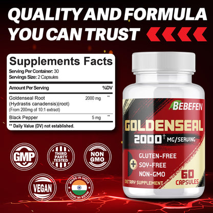 BEBEFEN Goldenseal Root Capsules 2000mg | Traditional Herb, Concentrated Extract
