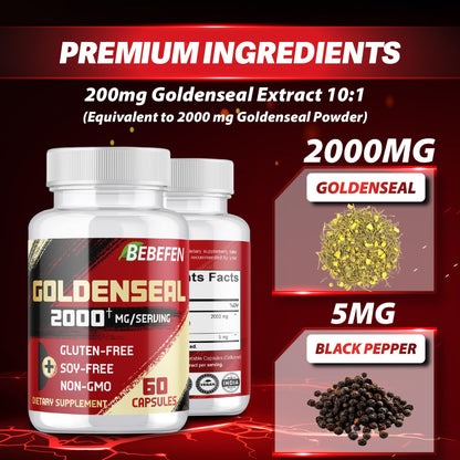 BEBEFEN Goldenseal Root Capsules 2000mg | Traditional Herb, Concentrated Extract