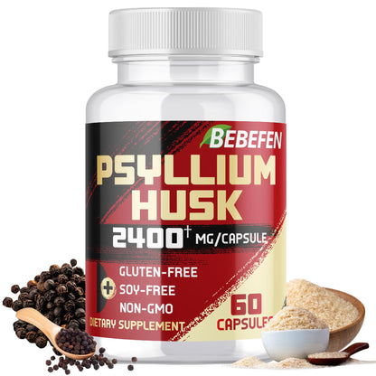 BEBEFEN Psyllium Husk Capsules 2400mg with Black Pepper – 2 Month Supply