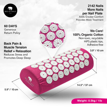 BED OF NAILS Original Acupressure Lumbar Cushion Pillow – 2142 Nails, Pain Relief, FSA/HSA Eligible, Pink