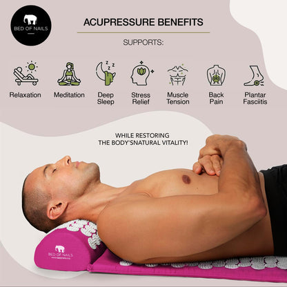 BED OF NAILS Original Acupressure Lumbar Cushion Pillow – 2142 Nails, Pain Relief, FSA/HSA Eligible, Pink