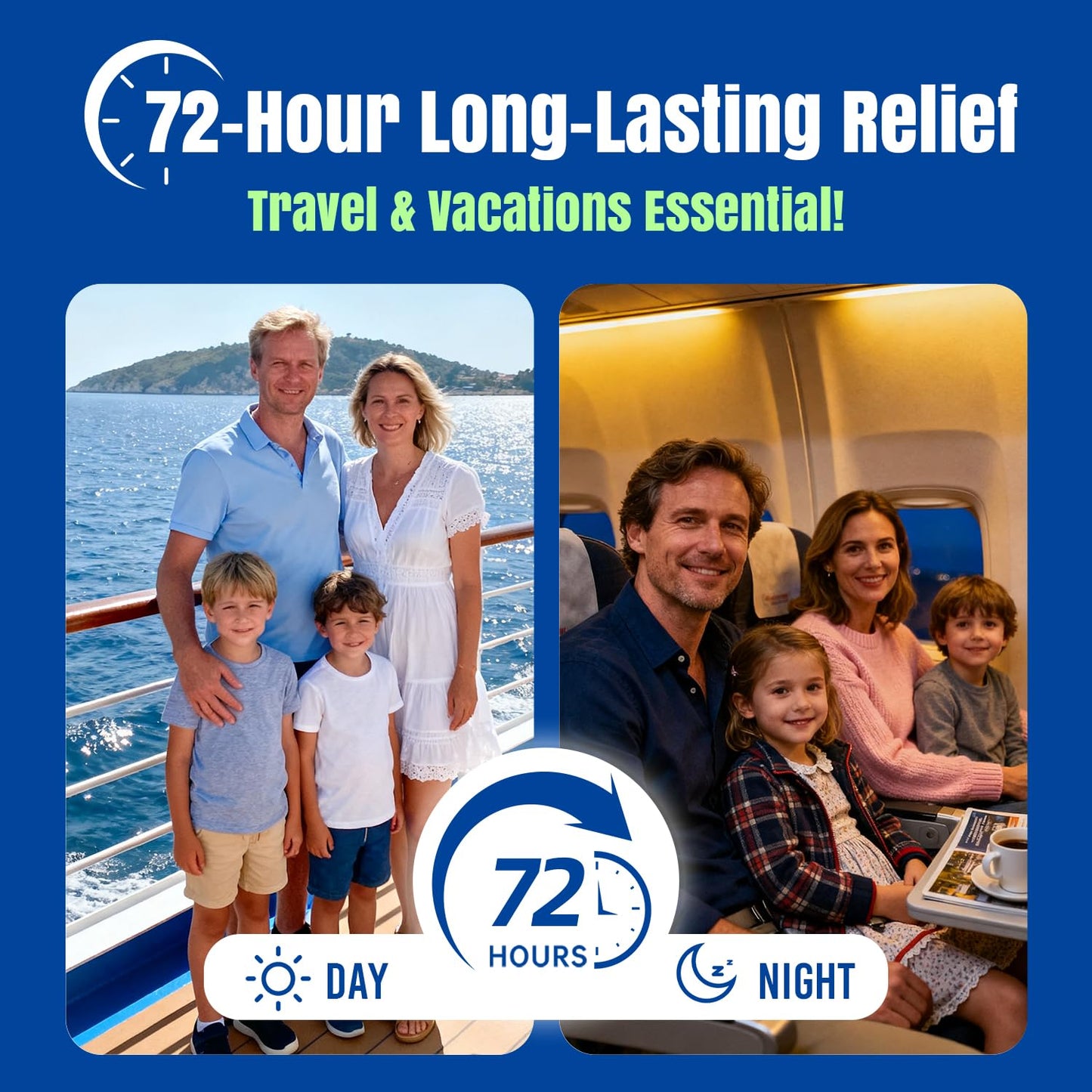 Bedy Motion Sickness Patches – Non-Drowsy, 72H Relief for Travel (Adults & Kids)