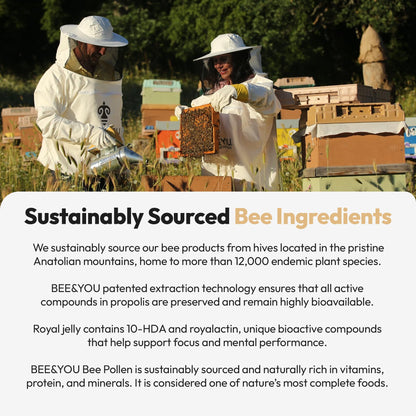 Bee and You Royal Jelly Tablets – Propolis & Bee Pollen for Immune Support | 60ct