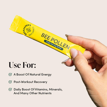 Beekeeper's Naturals 100% Raw Bee Pollen Sticks | Paleo & Keto Friendly | Gluten Free (15ct)