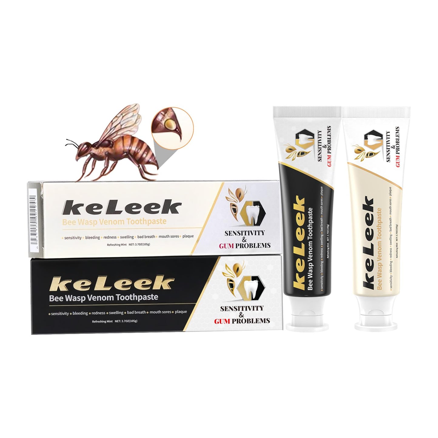 Bee Wasp Venom Toothpaste 2-Pack – Bleeding Gums, Gingivitis, Sensitive Teeth (3.7 oz)