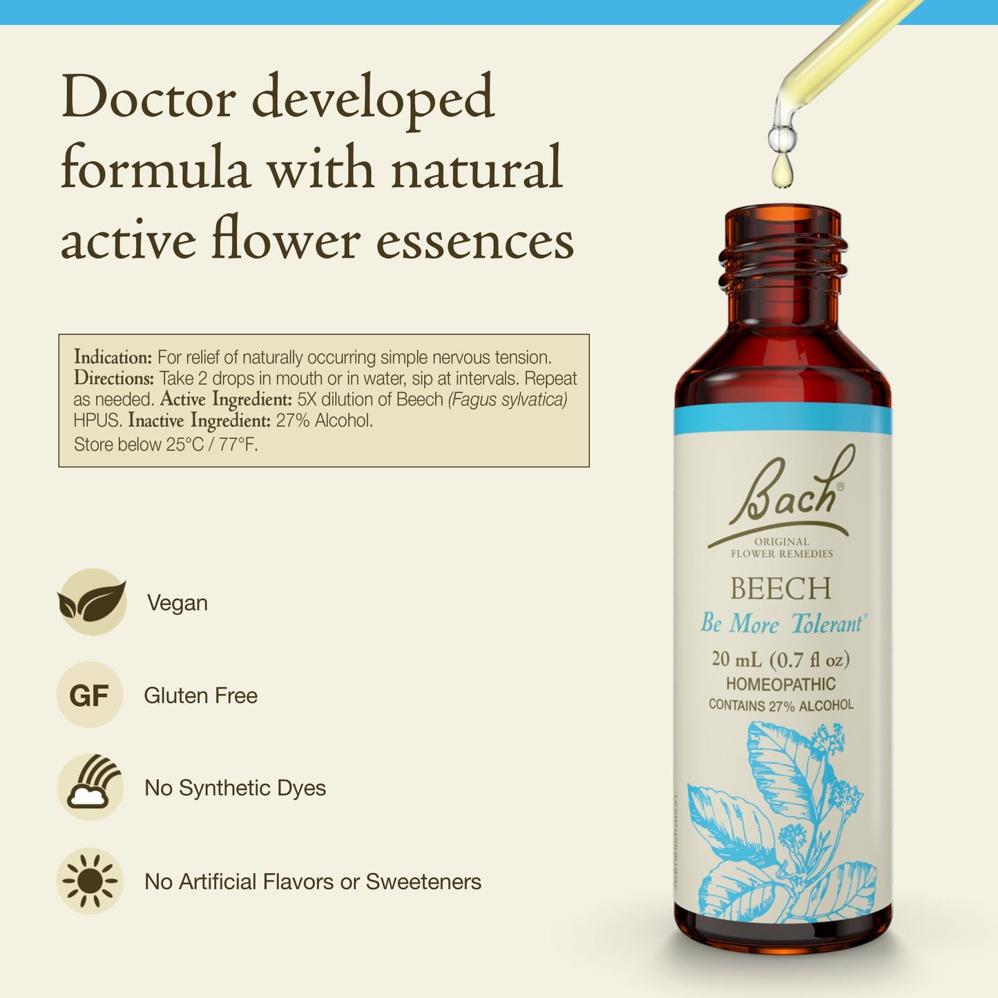 Bach Original Flower Remedies Beech - Be More Tolerant - 20mL Dropper
