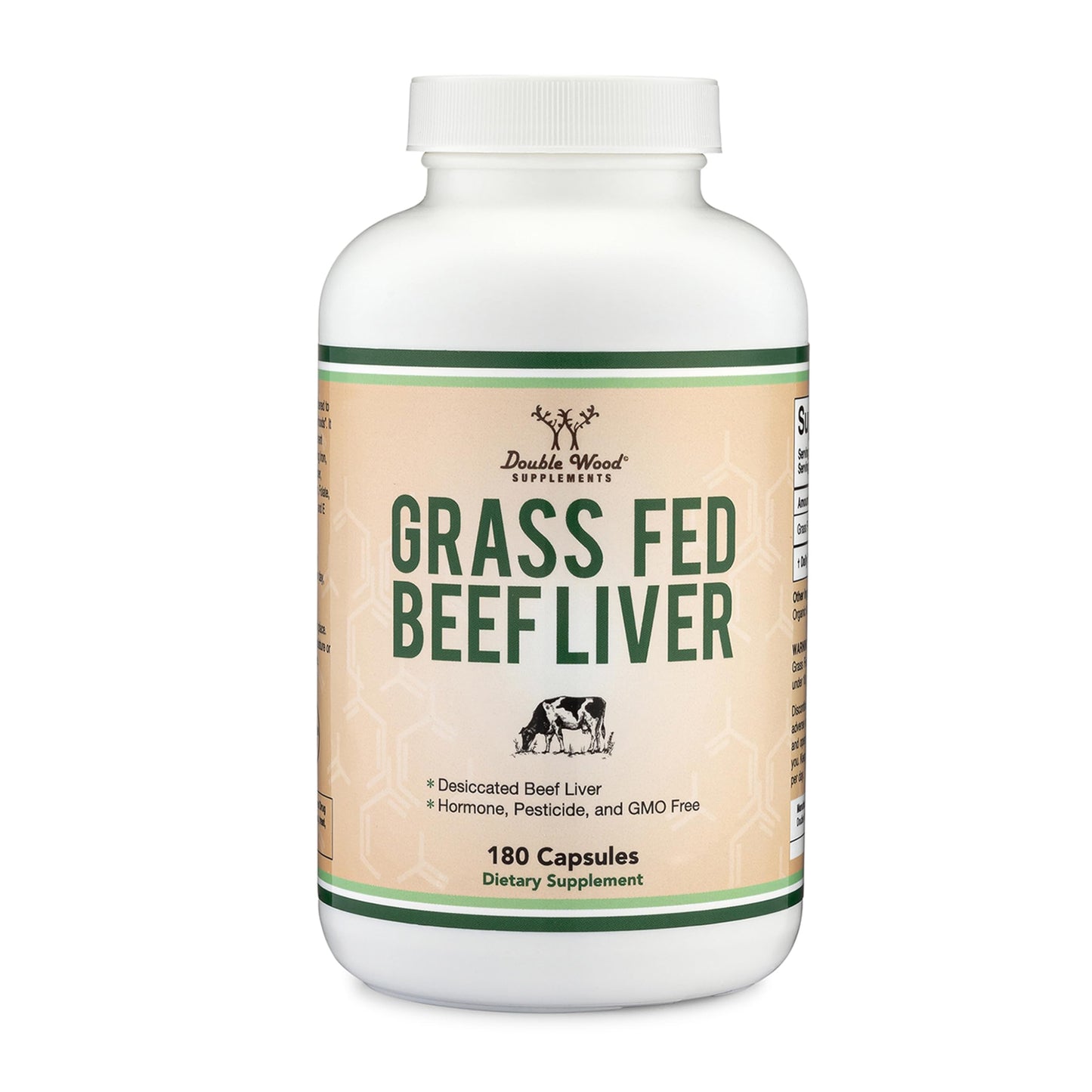 Beef Liver Capsules - 1,000mg Grass-Fed Desiccated Liver | 180 Capsules | 3-Month Supply | Double Wood