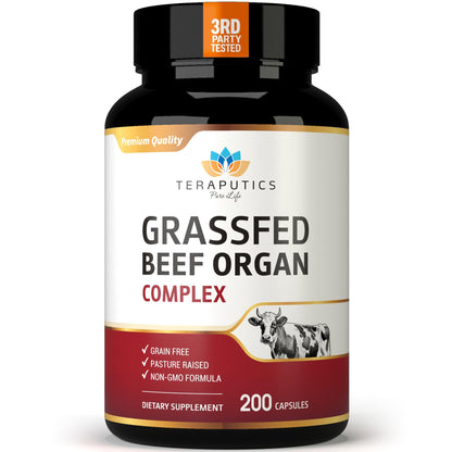 Premium Grass-Fed Beef Organ Supplement – Liver, Heart, Kidney, Pancreas & Spleen (200 Count)