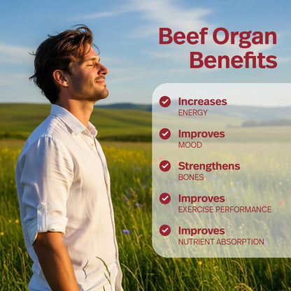 Premium Grass-Fed Beef Organ Supplement – Liver, Heart, Kidney, Pancreas & Spleen (200 Count)