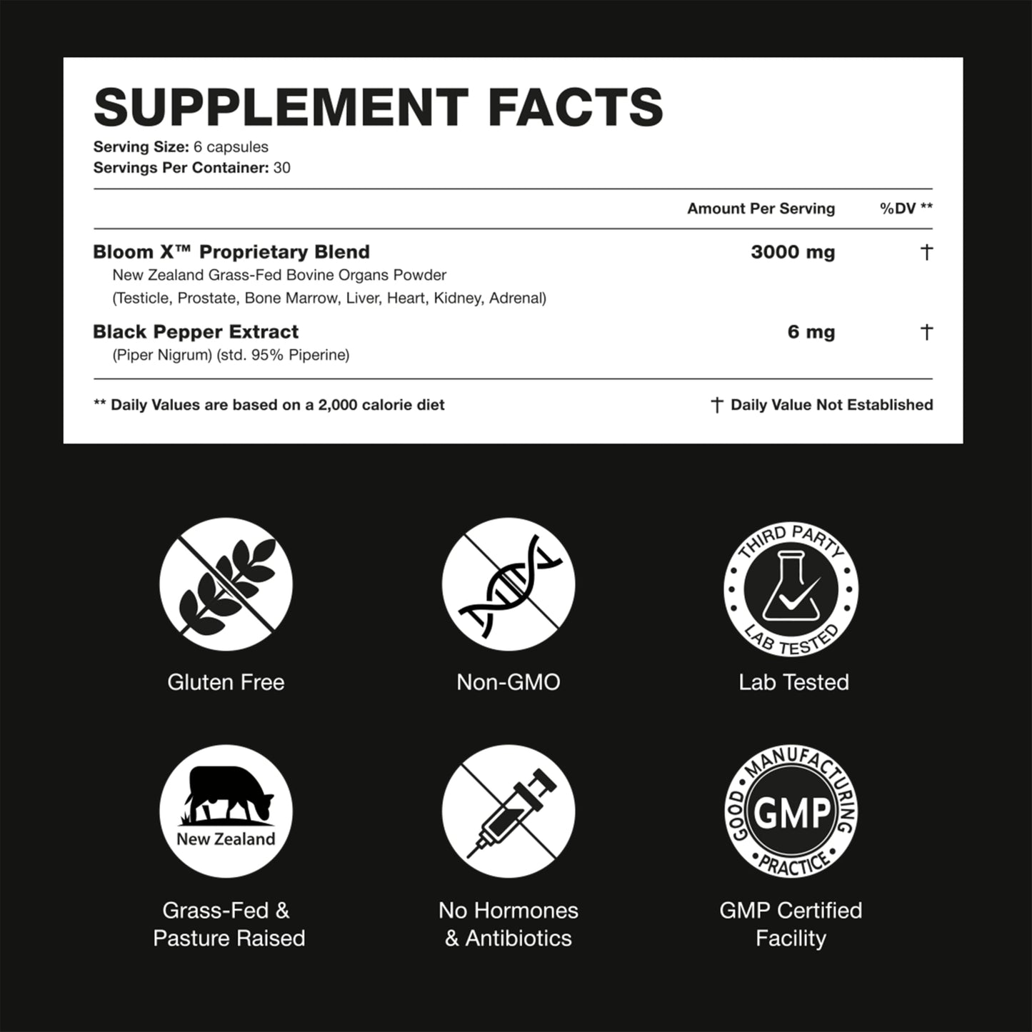 Beef Organ Supplement for Men – Grass-Fed Liver & 7 Organs | Bloom X 180 ct