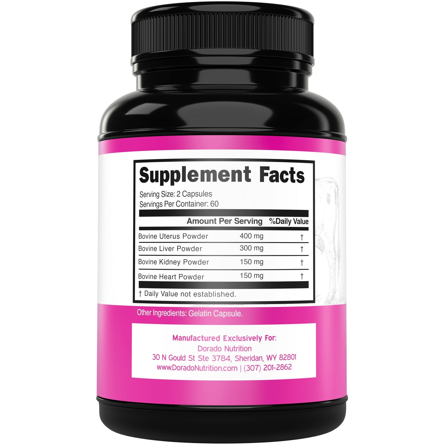 Beef Organ for Women - Grass-Fed Liver, Heart, Kidney & Uterus | 1000mg | 120 Capsules | USA Made
