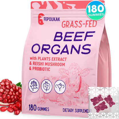 Beef Organ Supplement for Women – 180 Gummies, Grass-Fed 5300mg Liver & More