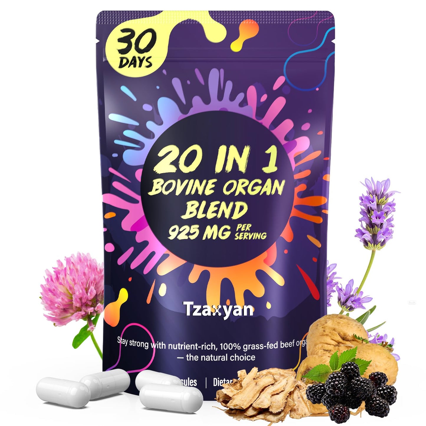 20-In-1 Beef Organ Supplement for Women – 925MG Grass-Fed Liver, Uterus & Ovary + 3 More | Hormone Balance & Energy
