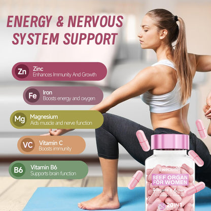 Beef Organs for Women – 600mg Uterus, Liver, Kidney & Heart | Hormone Support