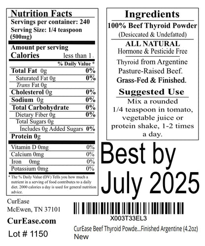 Beef Thyroid Powder – Grass-Fed & Finished Argentine (4.2 oz)