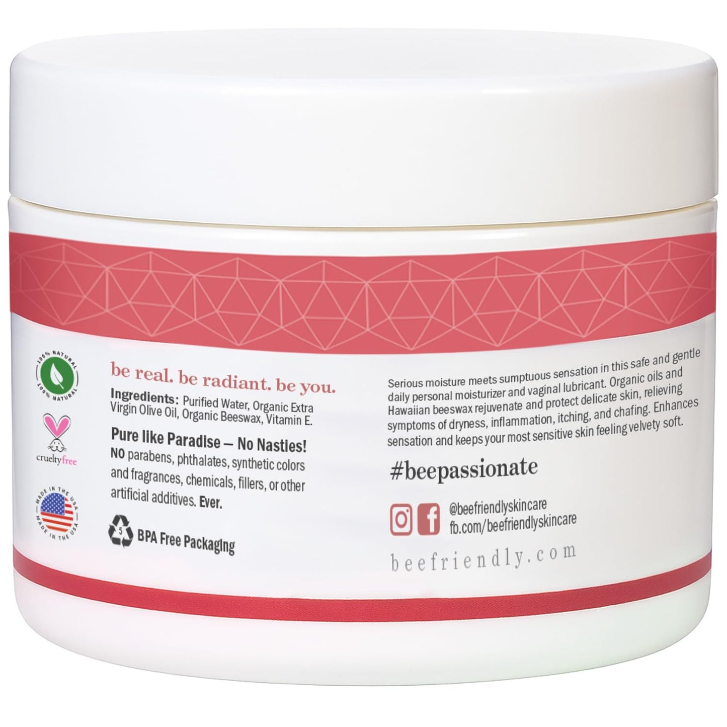 BeeFriendly Organic Vaginal Moisturizer | USDA Certified Organic Vulvar Cream, 2 oz