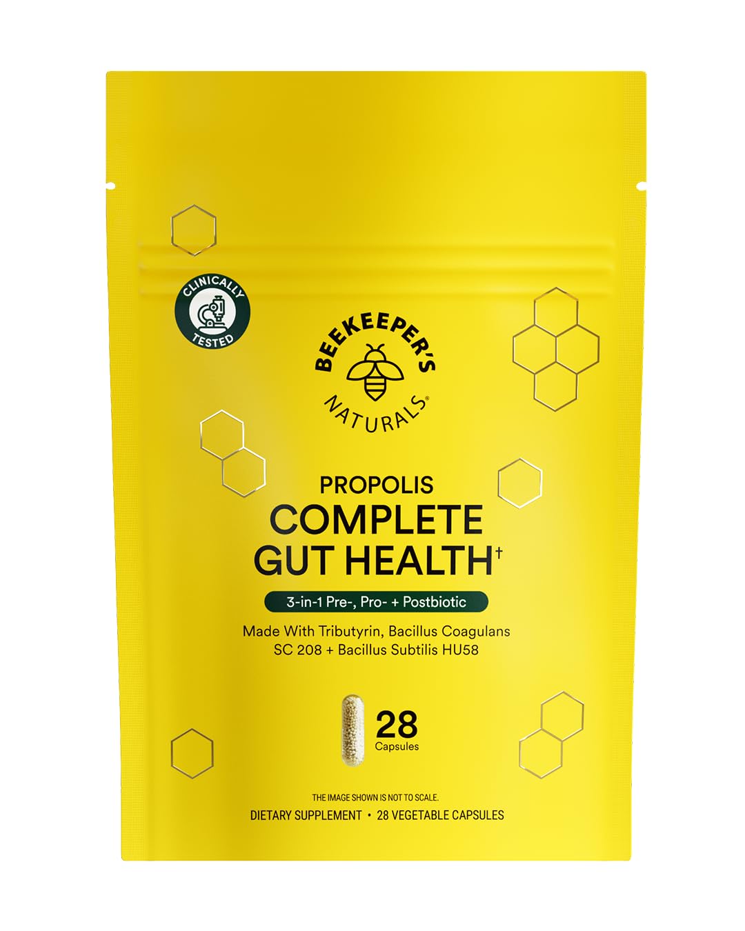 Beekeeper's Naturals Complete Gut Health – 3-in-1 Probiotic, Prebiotic & Postbiotic (28ct)