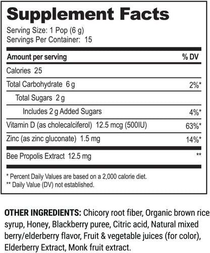 Beekeeper's Naturals Kids Throat Soothing Lollipops – Mixed Berry & Elderberry, Doctor-Formulated Immune Support, Vitamin D & Honey, 15 ct