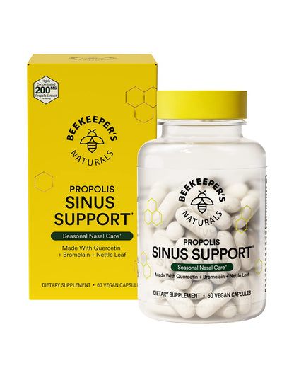 Beekeeper's Naturals Sinus Support — Propolis, Quercetin, Bromelain & Nettle (60 ct)