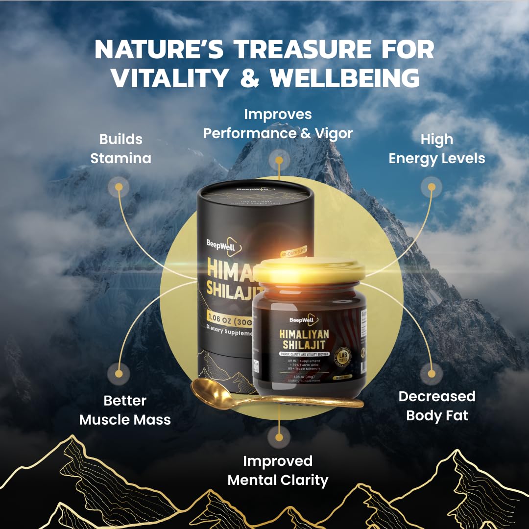 BeepWell Shilajit Resin – Organic Himalayan Shilajit, 60 Servings