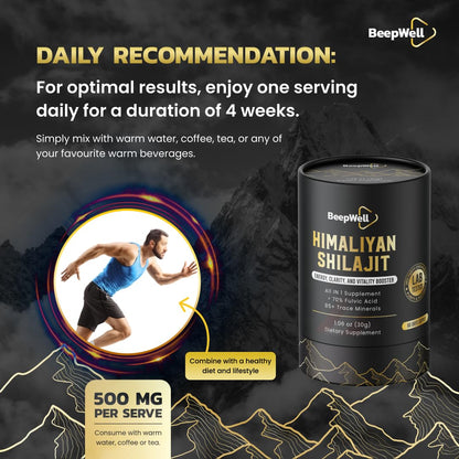 BeepWell Shilajit Resin – Organic Himalayan Shilajit, 60 Servings