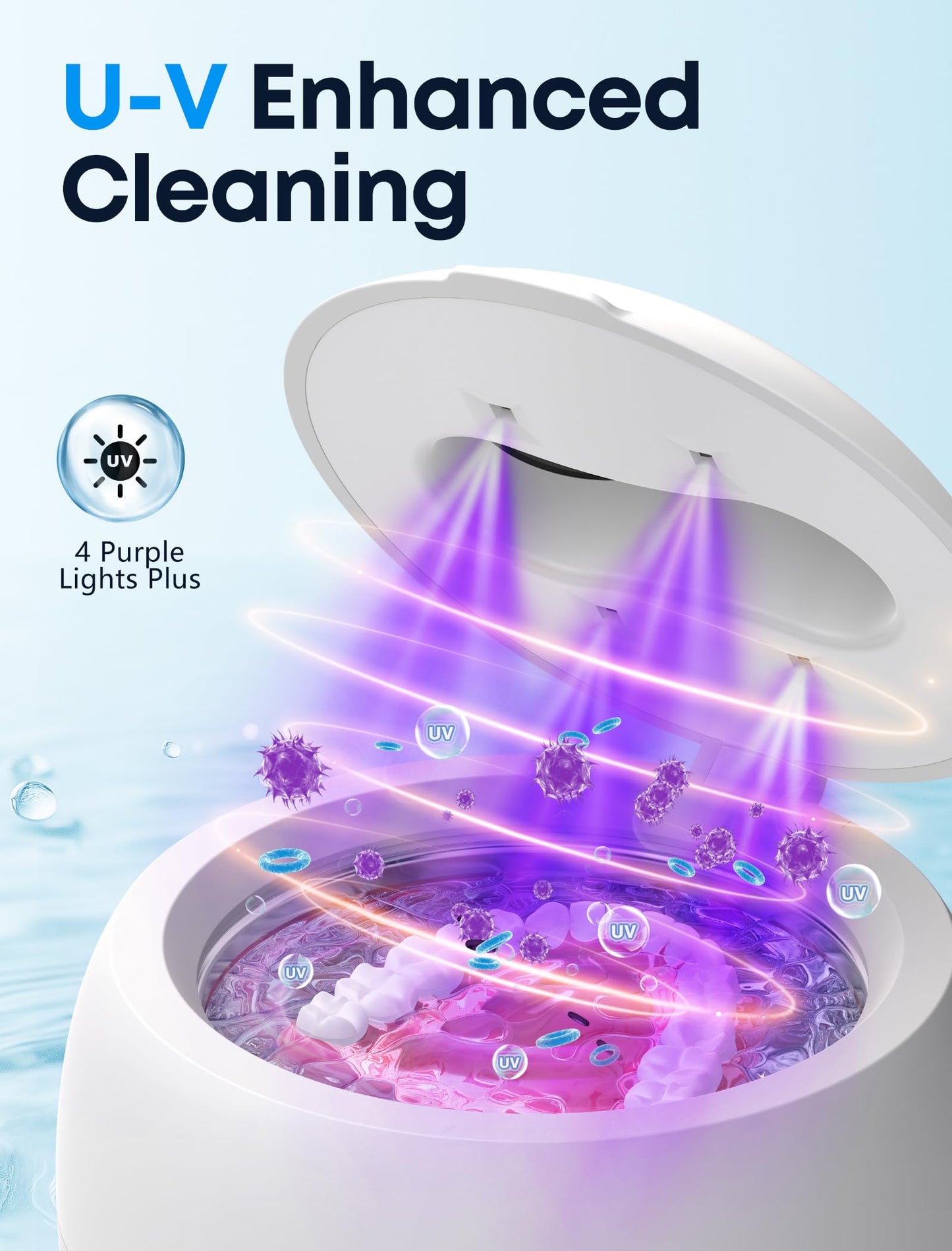 BEESHOP 2025 Ultrasonic Retainer Cleaner – 45kHz, 200ml, 3 Modes
