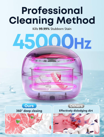 BEESHOP 2025 Ultrasonic Retainer Cleaner – 45kHz, 200ml, 3 Modes