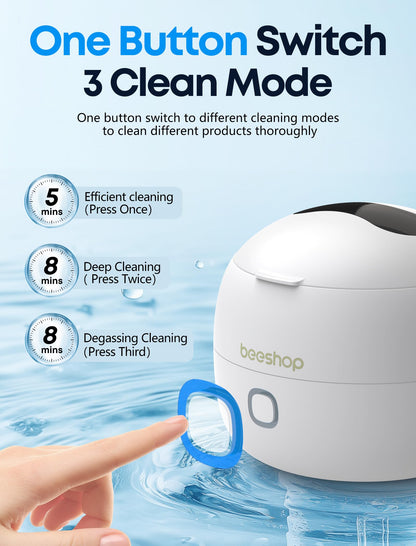 BEESHOP 2025 Ultrasonic Retainer Cleaner – 45kHz, 200ml, 3 Modes
