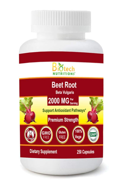 Biotech Nutritions Beet Root 2000 mg — 250 Veg Capsules, Non-GMO