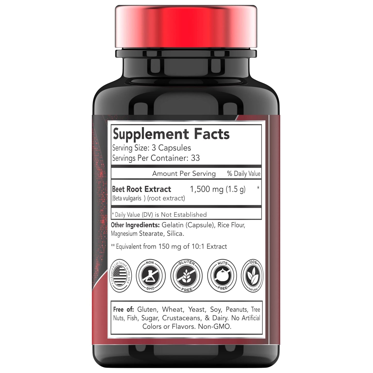 Beet Root Capsules 1500 Mg - 100 Capsules | Beet Root Powder Extract Capsules | Non-GMO & Gluten-Free | Produced in The USA | TNVitamins