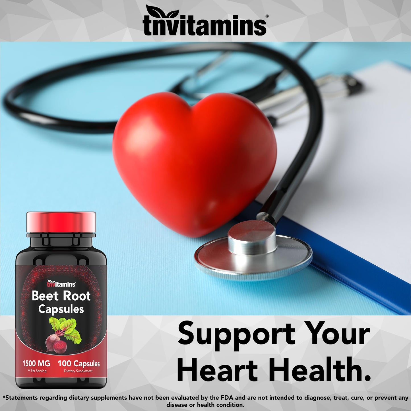 Beet Root Capsules 1500 Mg - 100 Capsules | Beet Root Powder Extract Capsules | Non-GMO & Gluten-Free | Produced in The USA | TNVitamins