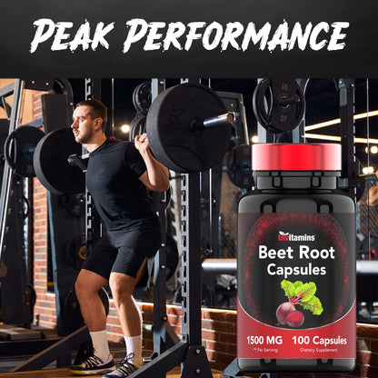 Beet Root Capsules 1500 Mg - 100 Capsules | Beet Root Powder Extract Capsules | Non-GMO & Gluten-Free | Produced in The USA | TNVitamins