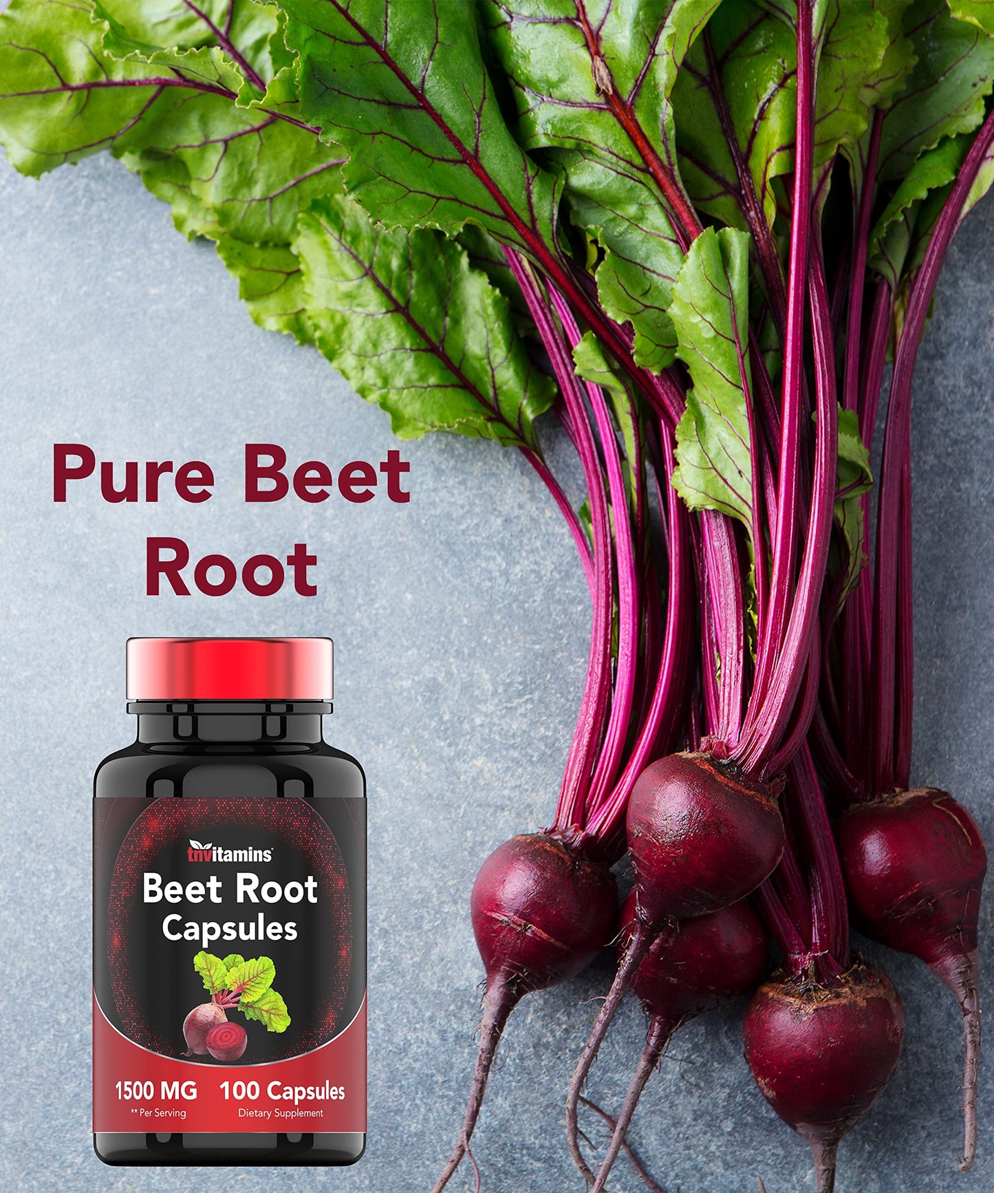 Beet Root Capsules 1500 Mg - 100 Capsules | Beet Root Powder Extract Capsules | Non-GMO & Gluten-Free | Produced in The USA | TNVitamins