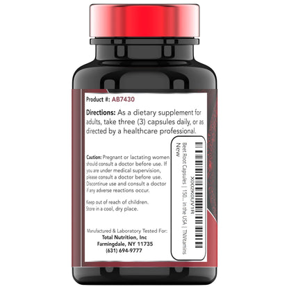 Beet Root Capsules 1500 Mg - 100 Capsules | Beet Root Powder Extract Capsules | Non-GMO & Gluten-Free | Produced in The USA | TNVitamins