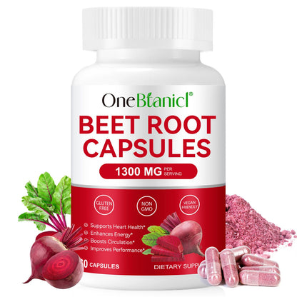 Beet Root Capsules – Beetroot Supplement, Organic Beetroot Powder | Natural Energy Support | Non-GMO, Gluten Free (60 Count)