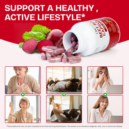 Beet Root Capsules – Beetroot Supplement, Organic Beetroot Powder | Natural Energy Support | Non-GMO, Gluten Free (60 Count)