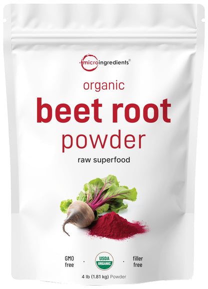 Micro Ingredients Organic Beet Root Powder – 4 Lbs, Cold-Pressed & Water-Soluble