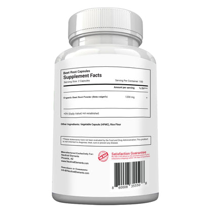 Beet Root Capsules 1200mg per Serving | 200 Capsules | Non-GMO & Gluten Free