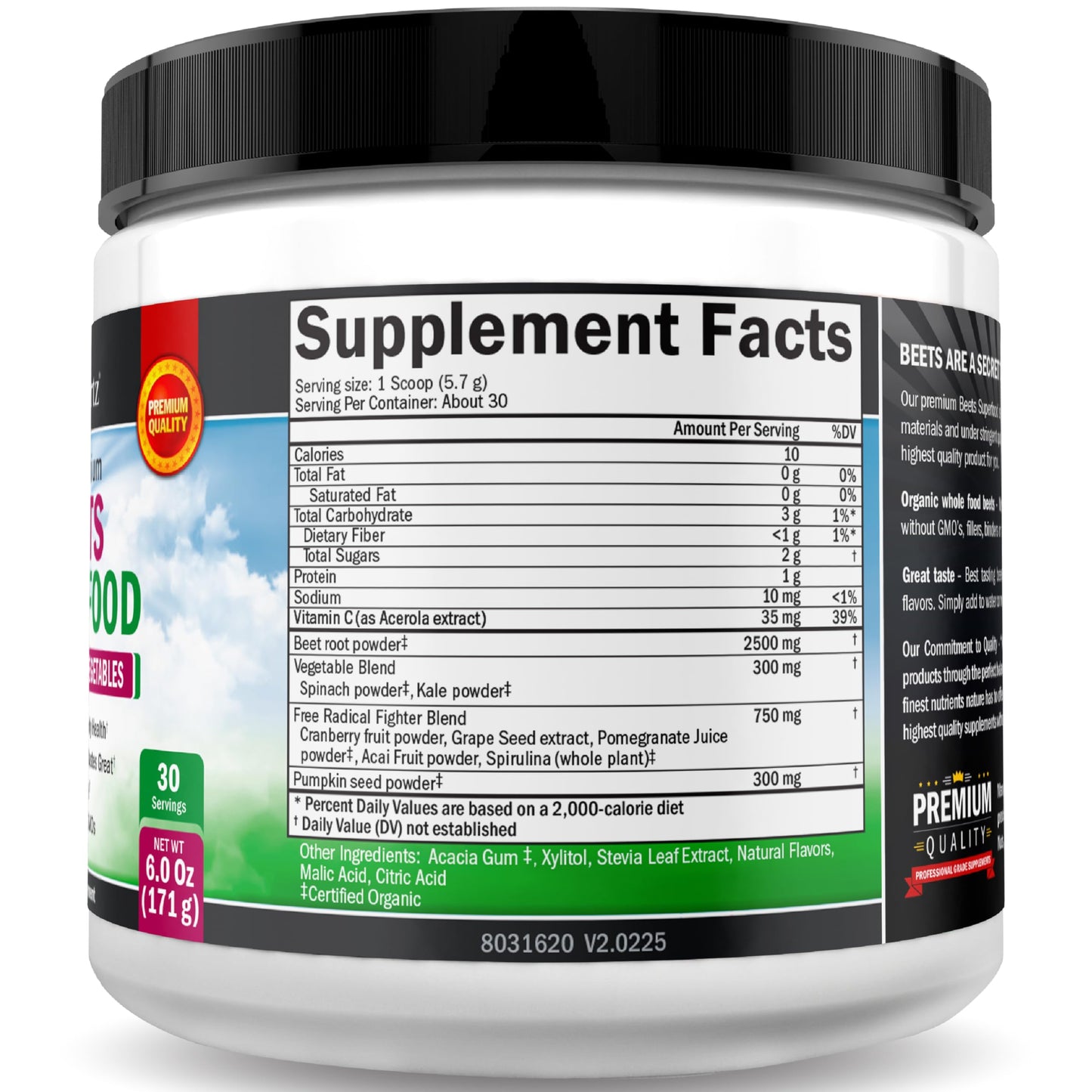 Beet Root Powder - Organic Beets Superfood with Vitamin C | 30 Servings
