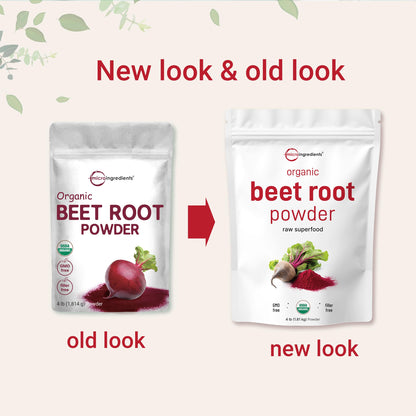 Micro Ingredients Organic Beet Root Powder – 4 Lbs, Cold-Pressed & Water-Soluble